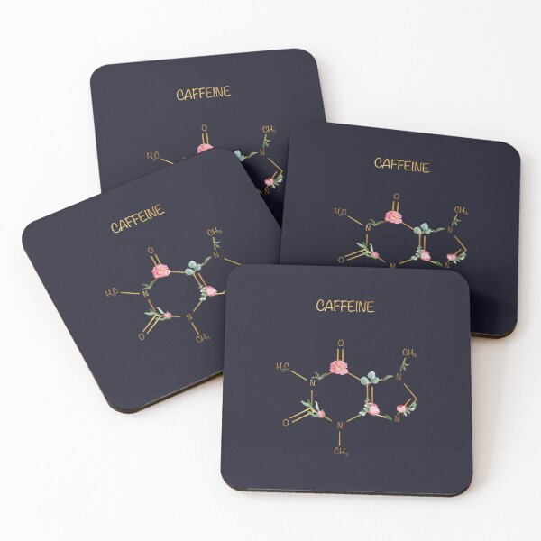 Item preview, Caffeine Chemical Composition Peonies On Dark Blue  designed and sold by QuidnuncDesigns.