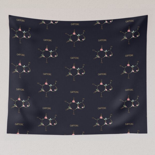 Item preview, Caffeine Chemical Composition Peonies On Dark Blue  designed and sold by QuidnuncDesigns.