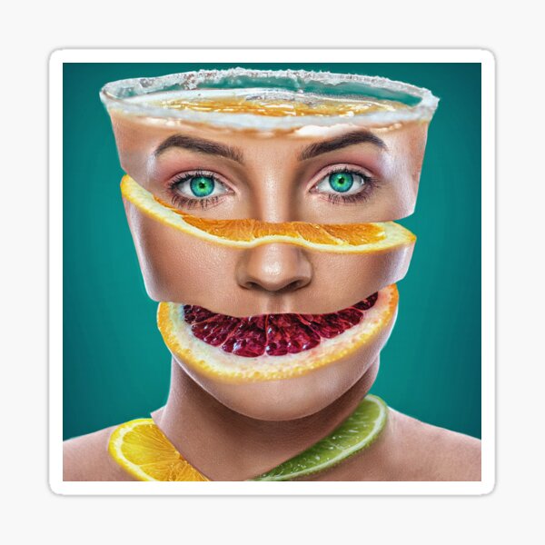 Abstraktes Portrait Kunstwerk "Sour" Facescape Sticker