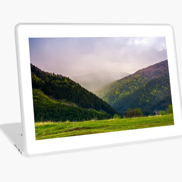 mountains on a cloudy springtime day Laptop Skin