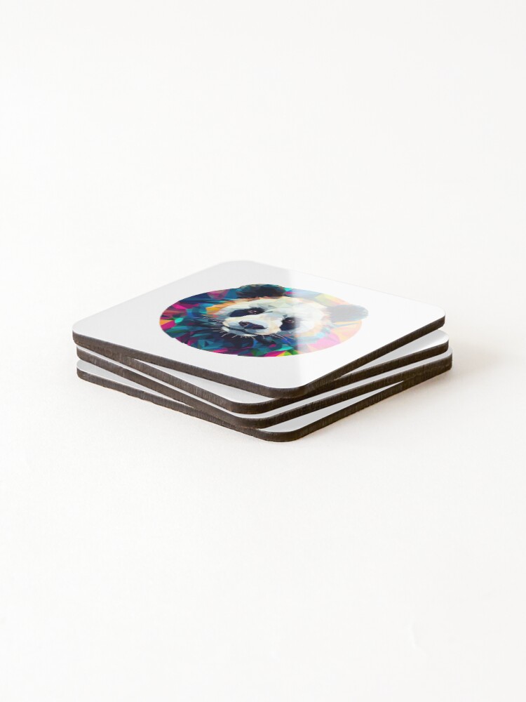 Thumbnail 4 of 5, Coasters (Set of 4), Polygon panda designed and sold by InkCreato.