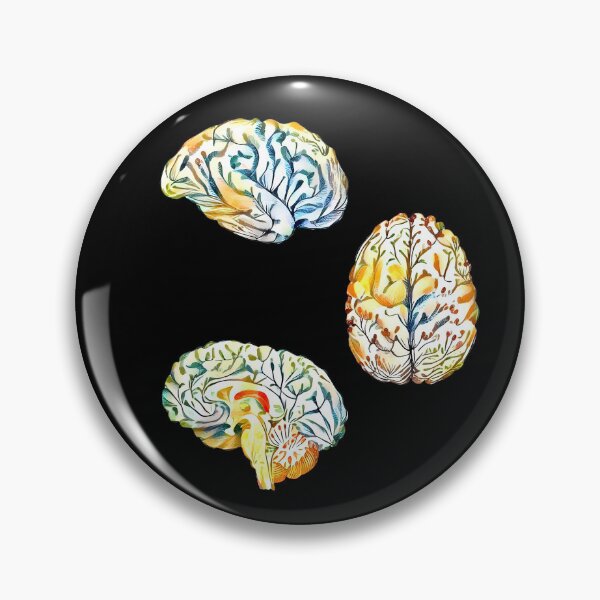 Item preview, Brains Are Beautiful, Brain mental health psychology, floral brain pose watercolor art designed and sold by Collagedream.
