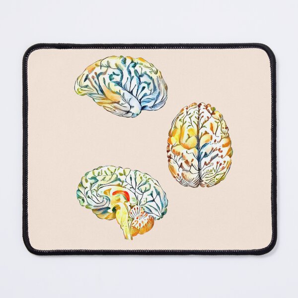 Item preview, Brains Are Beautiful, Brain mental health psychology, floral brain pose watercolor art designed and sold by Collagedream.