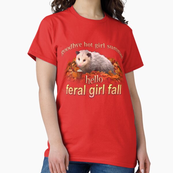 Item preview, Bonjour Feral Girl Fall (au revoir l'été des filles chaudes) - Esthétique de l'opossum d'automne designed and sold by snazzyseagull.