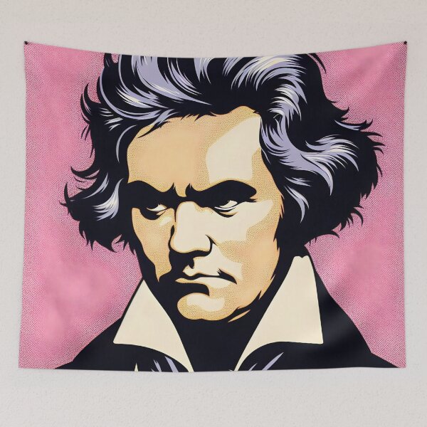 Item preview, Ludwig Van Beethoven pink pop art portrait designed and sold by ElLocoMus.