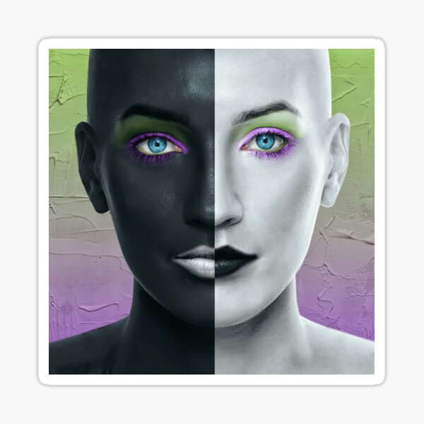 Abstraktes Portrait Kunstwerk "Black and White" Facescape Sticker