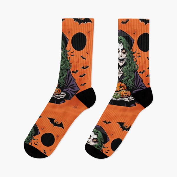 Item preview, Halloween ghostly woman holds pumpkins and bats designed and sold by JaroDesign2023.