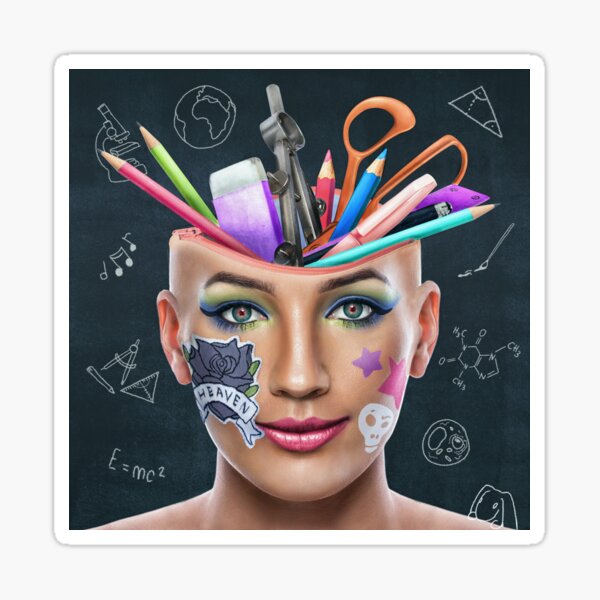 Abstraktes Portrait Kunstwerk "Back To School" Facescape Sticker