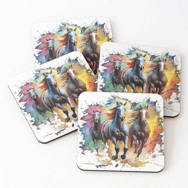 Item preview, paint splatter horses designed and sold by Littleprintlab.