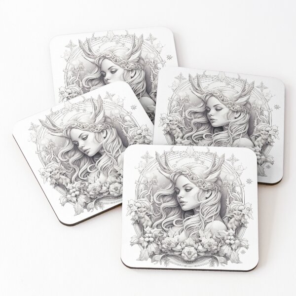 Item preview, black and white illustration of a woman designed and sold by Tiny-Mess.