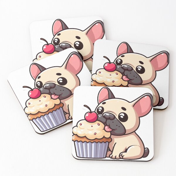 Item preview, French Bulldog Pack Frenchie Sticker Pack Funny Cartoon Bulldog Eating Cupcake Pack designed and sold by Beanster-nl.