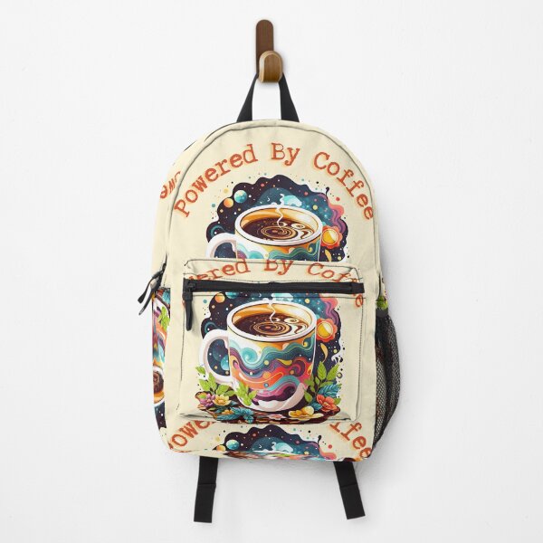 Item preview, POWERED BY COFEE -GALAXY AND FLOWERS ON THE CUP OF COFEE -ARTWORK COLORS - EARTH,SEA AND SOLAR SYSTEM designed and sold by plentyvibes.