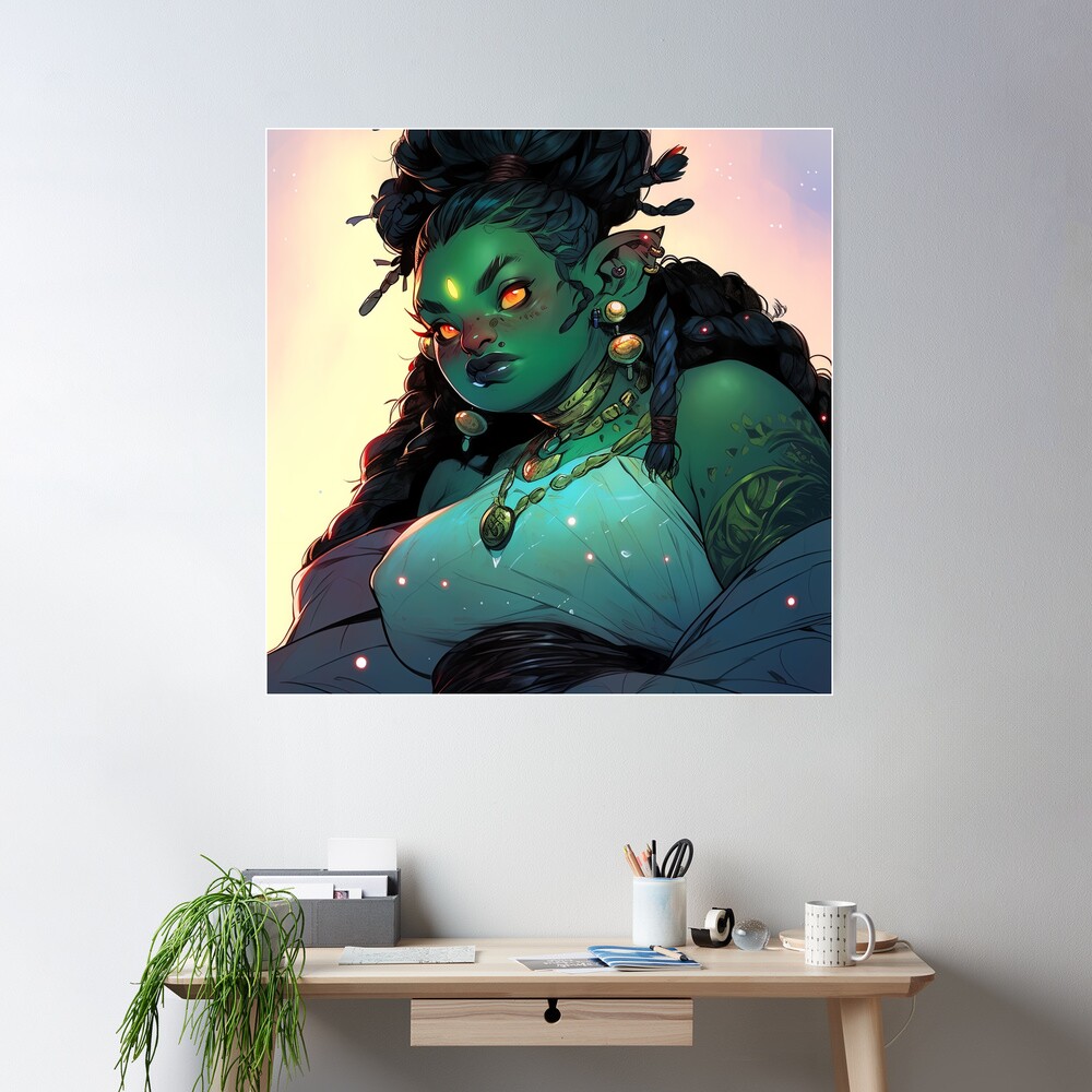 Beautiful Orc Anime Girl With Braids