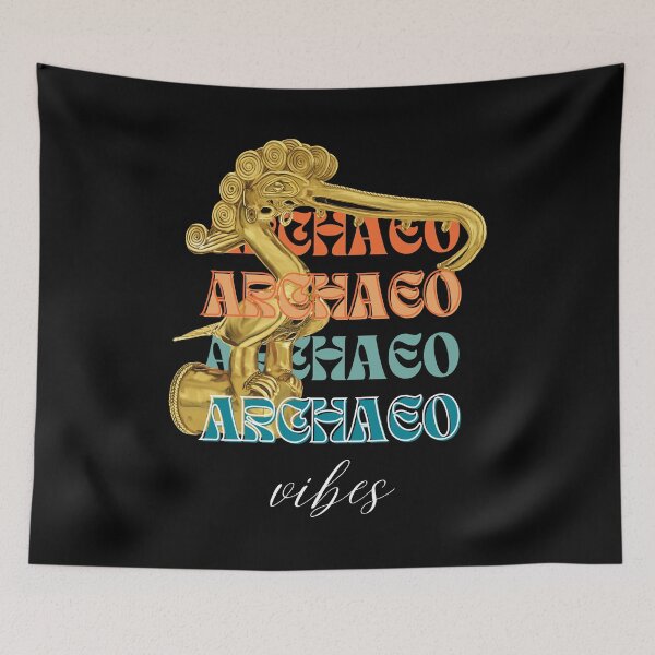 Item preview, Archeology Vibes - Anthropozoomorphic Prehispanic Artifact in Gold - Retro Art designed and sold by Carola-art.