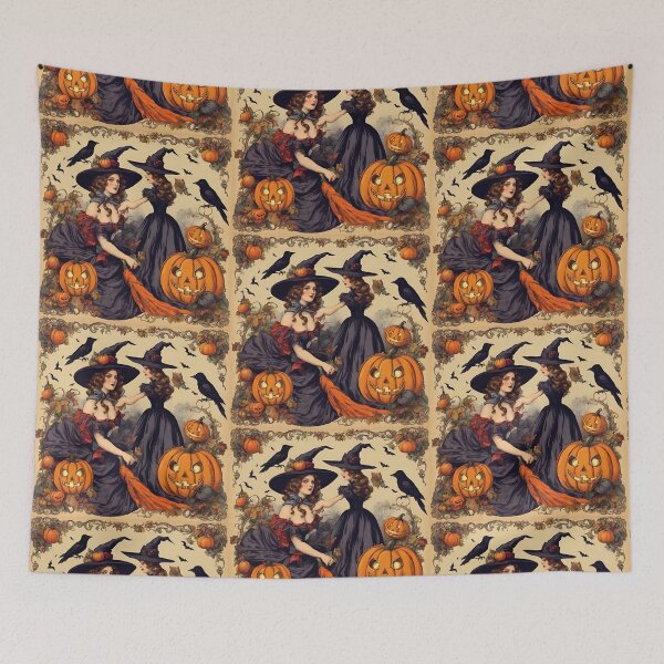 Item preview, Vintage Halloween Witches and Jack-O'-Lantern designed and sold by silviaol.