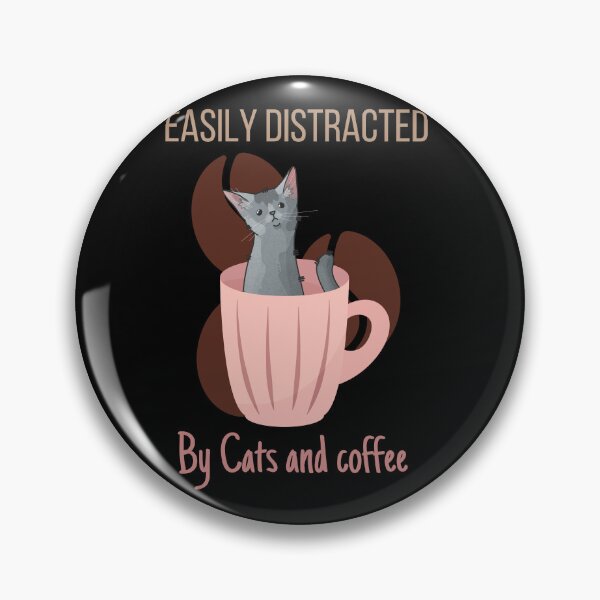 Item preview, Easily Distracted by Cats and Coffee - Russian Blue Cat designed and sold by FelineEmporium.