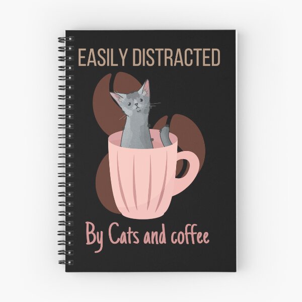 Item preview, Easily Distracted by Cats and Coffee - Russian Blue Cat designed and sold by FelineEmporium.