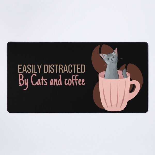 Item preview, Easily Distracted by Cats and Coffee - Russian Blue Cat designed and sold by FelineEmporium.
