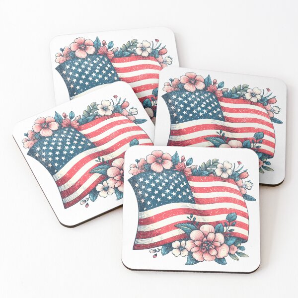 Item preview, US Floral Flag Sticker Pack American Flag Pack Floral Flag Stickers  designed and sold by Beanster-nl.
