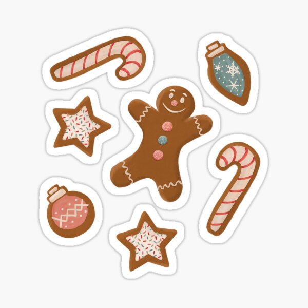 Christmas Pattern - Gingerbread and Candy Canes Sticker for Sale by  Ashley Van Dyken