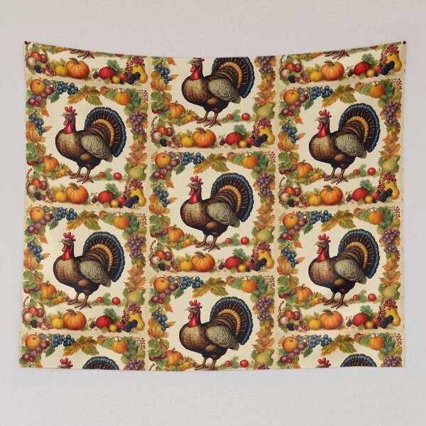 Item preview, Vintage Thanksgiving Turkey, Fruit and Vegetable Harvest designed and sold by silviaol.