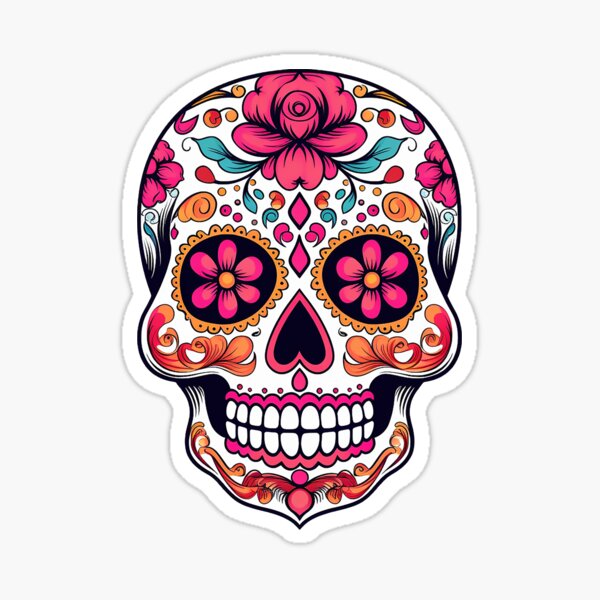 Aperçu de l'œuvre Crâne de sucre, crâne mexicain, Jour des Morts, Dias de Los Muertos No. 2 créée et vendue par meganohm.