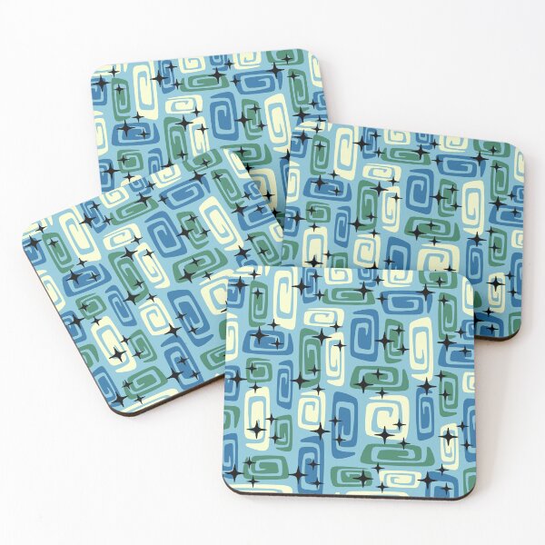Item preview, Retro Mid Century Modern Cosmic Abstract 751 Mid Mod Blue and Green designed and sold by tonymagnerart.