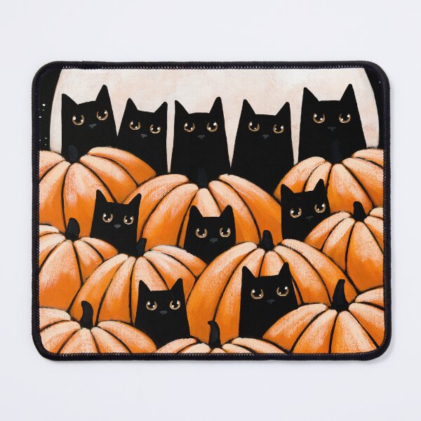 Item preview, Black Cats in the Pumpkin Patch designed and sold by KilkennyCat Art.