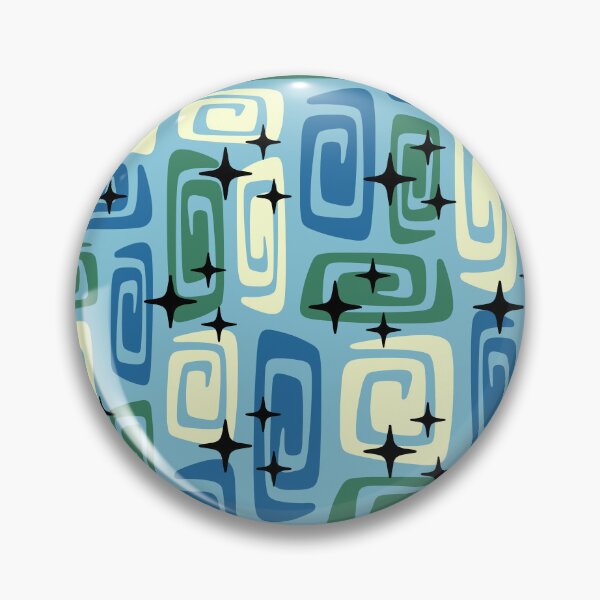 Item preview, Retro Mid Century Modern Cosmic Abstract 751 Mid Mod Blue and Green designed and sold by tonymagnerart.