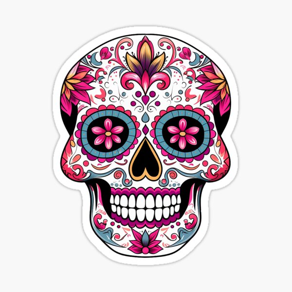 Aperçu de l'œuvre Crâne de sucre, crâne mexicain, Jour des Morts, Dias de Los Muertos No. 3 créée et vendue par meganohm.