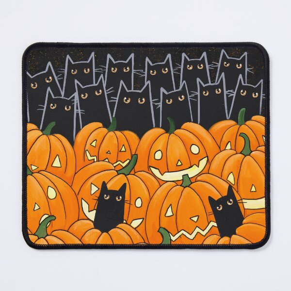 Item preview, Black Cats and Jack-o-Lanterns designed and sold by KilkennyCat Art.