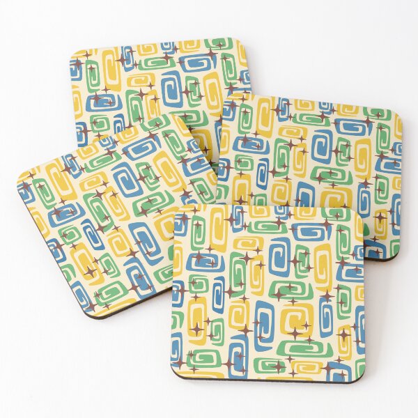 Item preview, Retro Mid Century Modern Cosmic Abstract 751 Mid Mod Yellow Blue and Green designed and sold by tonymagnerart.