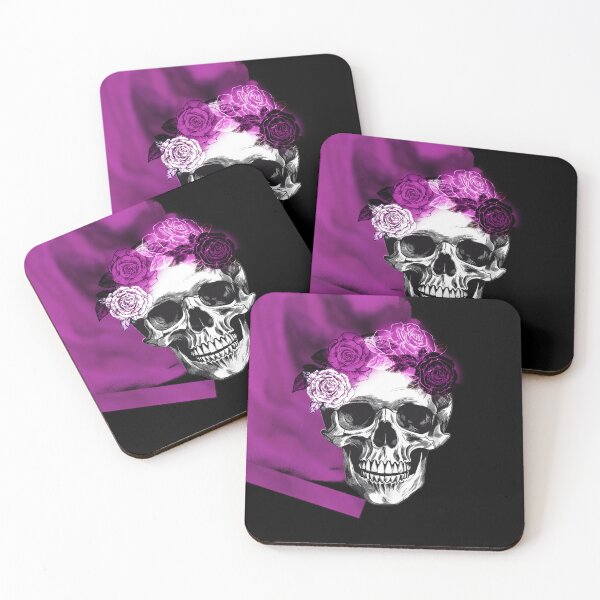 Item preview, Digital Skull and roses in a purple and black smokie background designed and sold by Enrika.