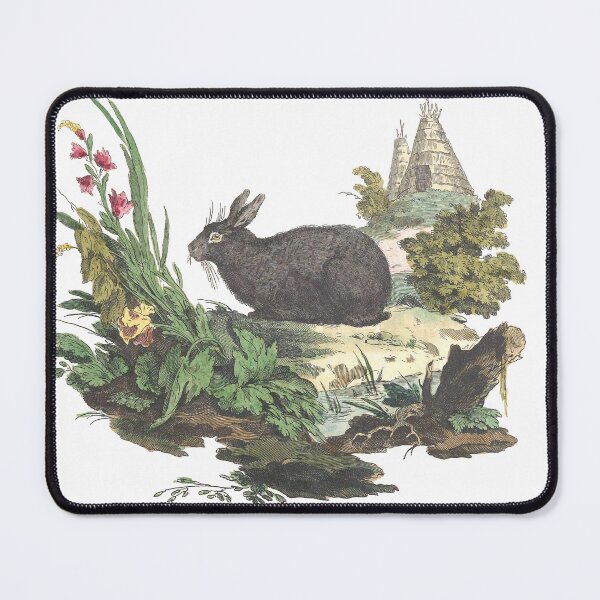 Item preview, Black Bunny Rabbit in Garden Outside Teepee Vintage Chromolithograph Innocente Alessandri Painting Animal Lover Gift designed and sold by ElegantTeaTime.