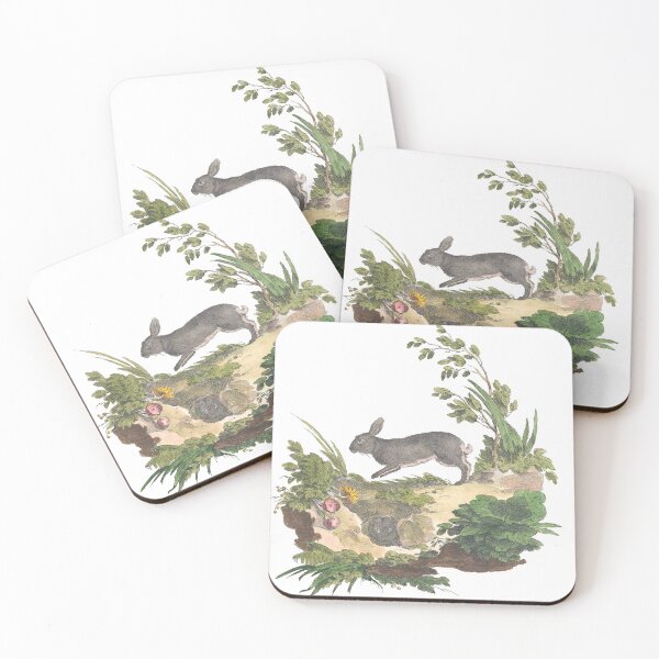 Item preview, Brown Rabbits in Garden and Burrough Vintage Chromolithograph by Innocente Alessandri Painting Animal Lover Gift designed and sold by ElegantTeaTime.