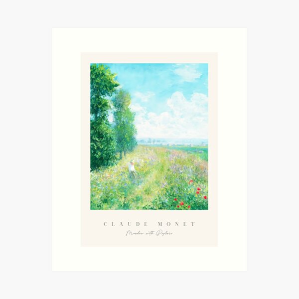 Item preview, Meadow with Poplars by Claude Monet, Green and Blue designed and sold by evermore-design.