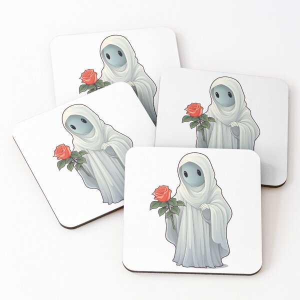 Item preview, Cute friendly ghost with rose sticker designed and sold by AllDayKawaii.