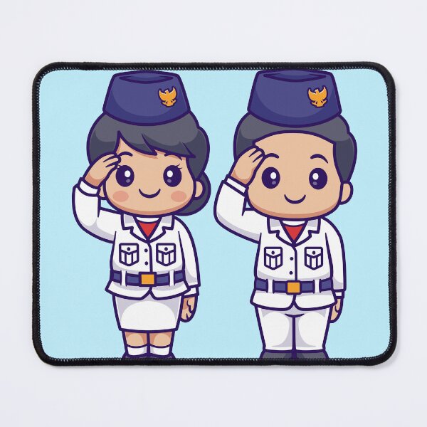 Item preview, Cute Girl and Boy Respectful Indonesia Flag Cartoon Icon designed and sold by hjian8219.