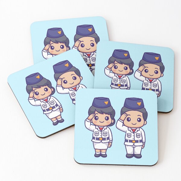 Item preview, Cute Girl and Boy Respectful Indonesia Flag Cartoon Icon designed and sold by hjian8219.