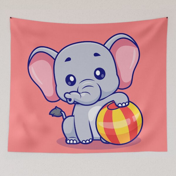 Item preview, Cute Elephant Playing Ball Circus Cartoon Icon designed and sold by hjian8219.