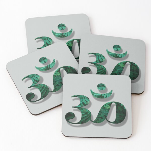 Item preview, ॐ | Om | Ohm with green leaves inside (Grey BG) designed and sold by mixMixtli.