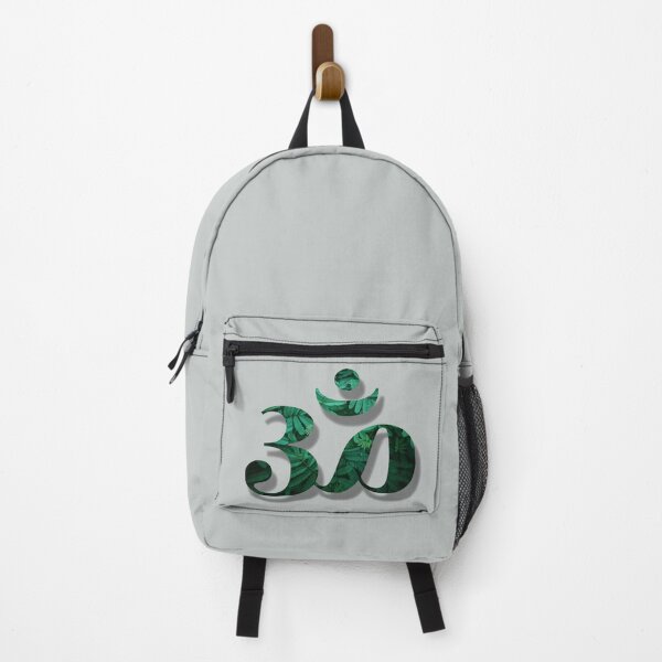 Item preview, ॐ | Om | Ohm with green leaves inside (Grey BG) designed and sold by mixMixtli.