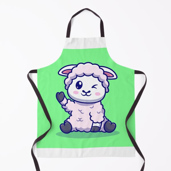Item preview, Cute Baby Sheep Waving Hand Cartoon Vector Icon designed and sold by hjian8219.