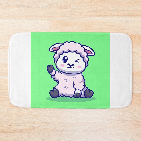Item preview, Cute Baby Sheep Waving Hand Cartoon Vector Icon designed and sold by hjian8219.
