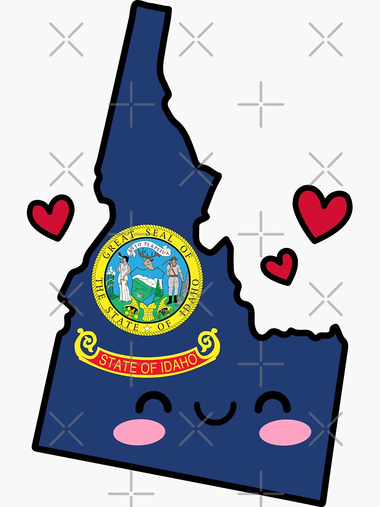 Idaho State Flag Map Smile With Love Sticker For Sale By Pixelsparkzone Redbubble