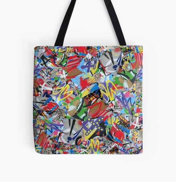 Everything Tote Bag, navy & neon, canvas tote