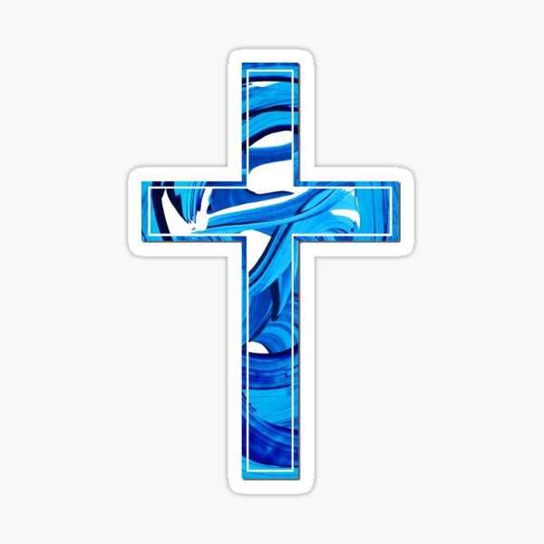 Item preview, Modern Blue Cross Christian Art designed and sold by Sharon Cummings Art.