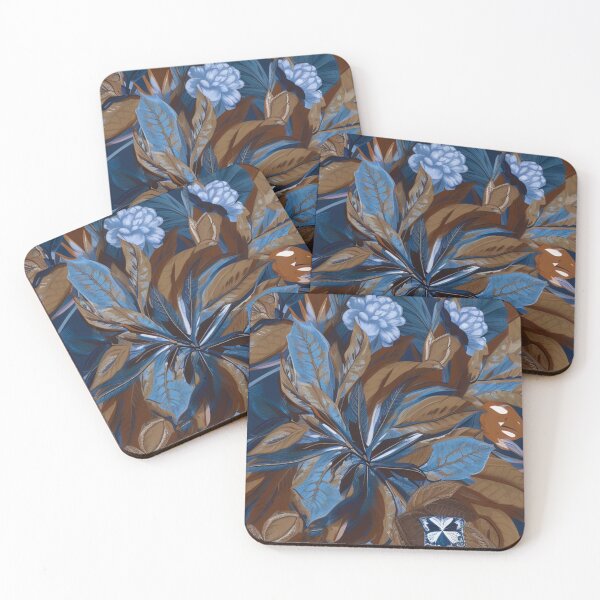 Item preview, Blue and brow flower pattern designed and sold by SeaTurttle.