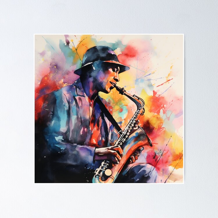 Jazz Musician Painting - Watercolor - Digital Art