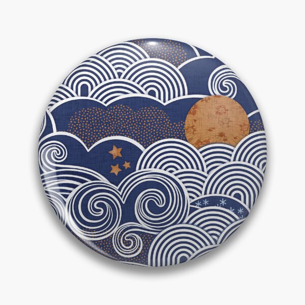 Item preview, Cozy Clouds- Navy blue night sky with moon designed and sold by Patricia Lima.